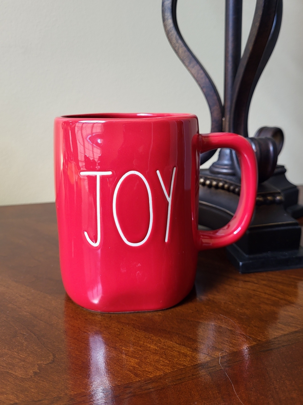 Rae Dunn Red 'JOY' Ceramic Mug with White Lettering